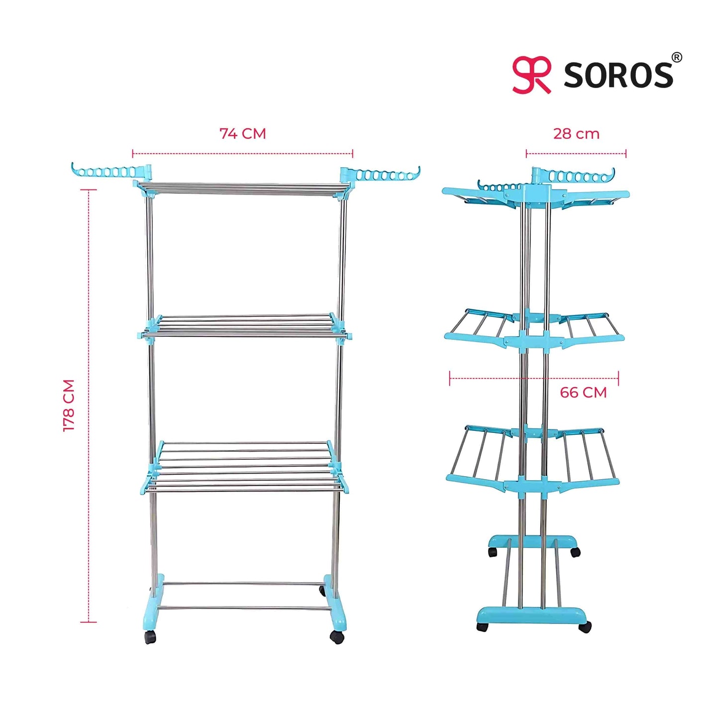 ABS SS Cloth Drying Stand 3 Layer