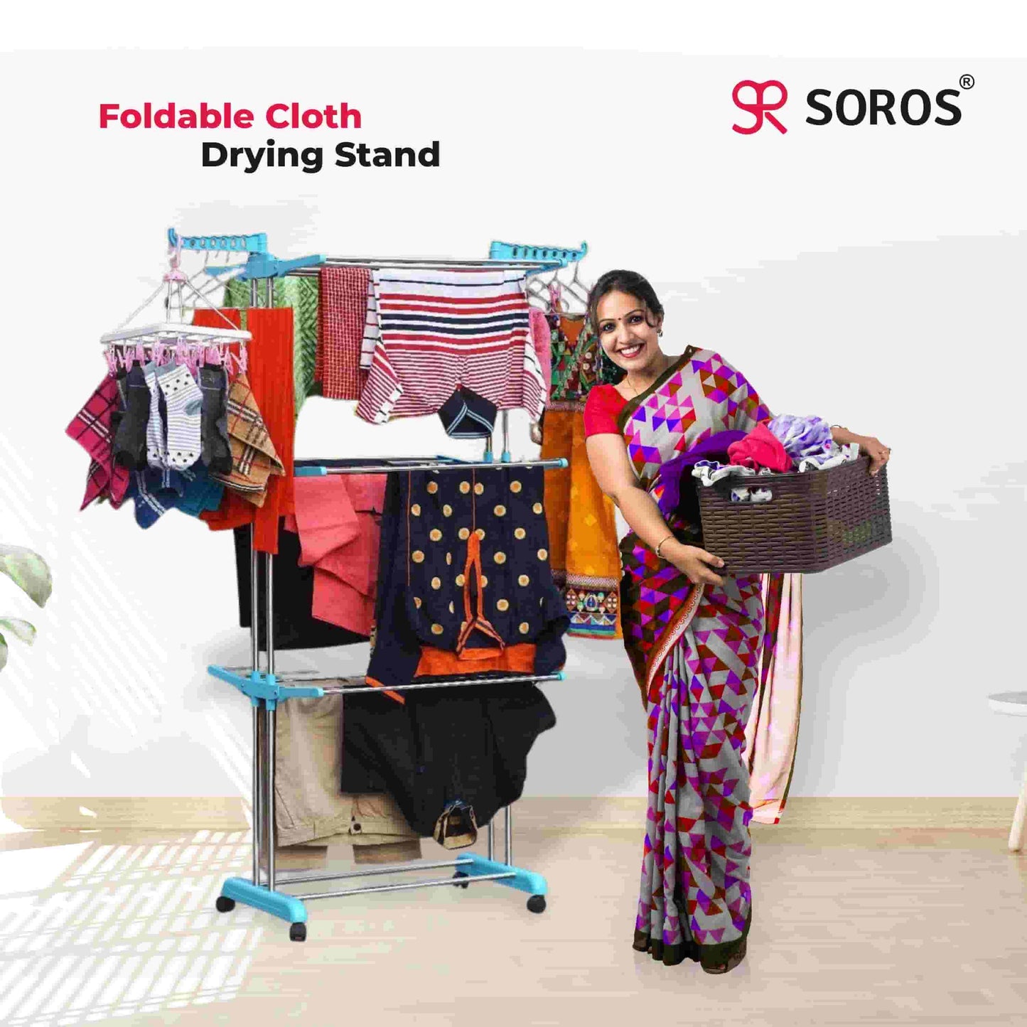 ABS SS Cloth Drying Stand 3 Layer
