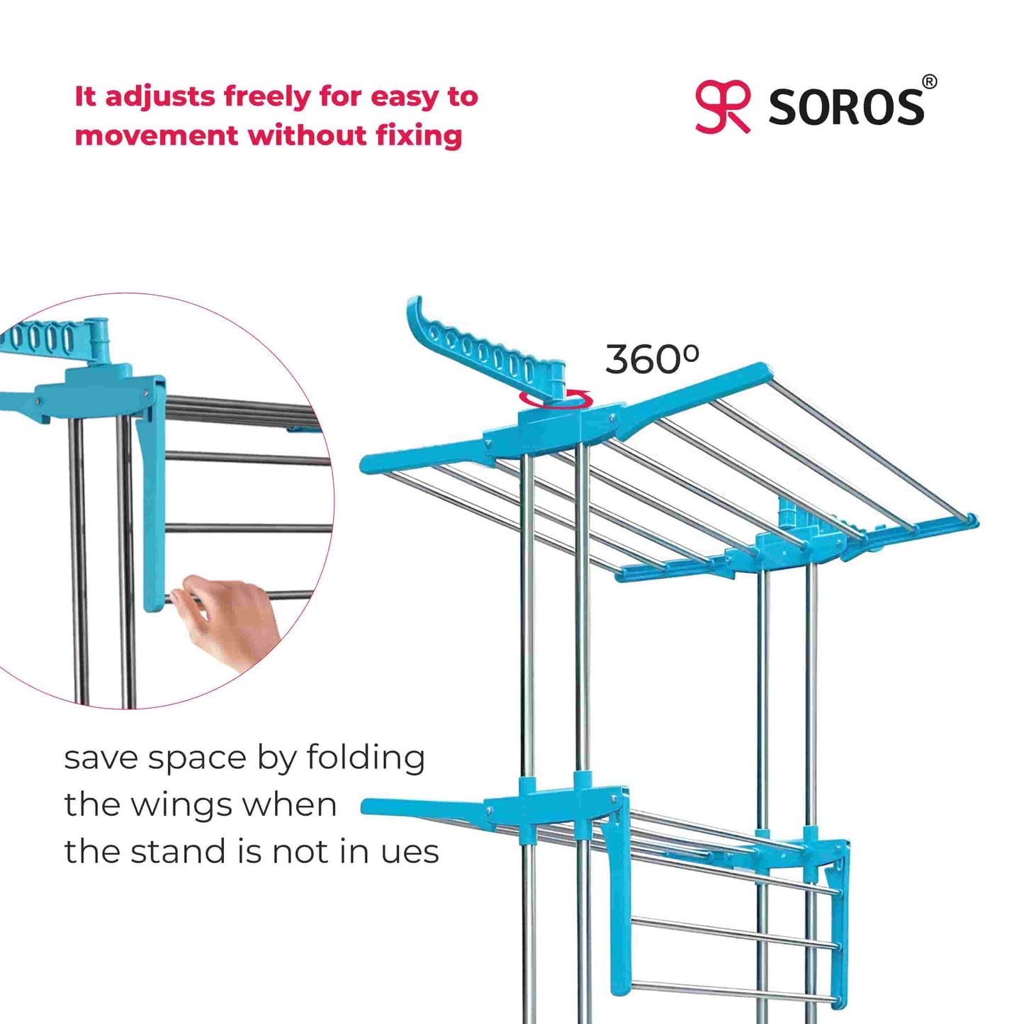 ABS SS Cloth Drying Stand 3 Layer