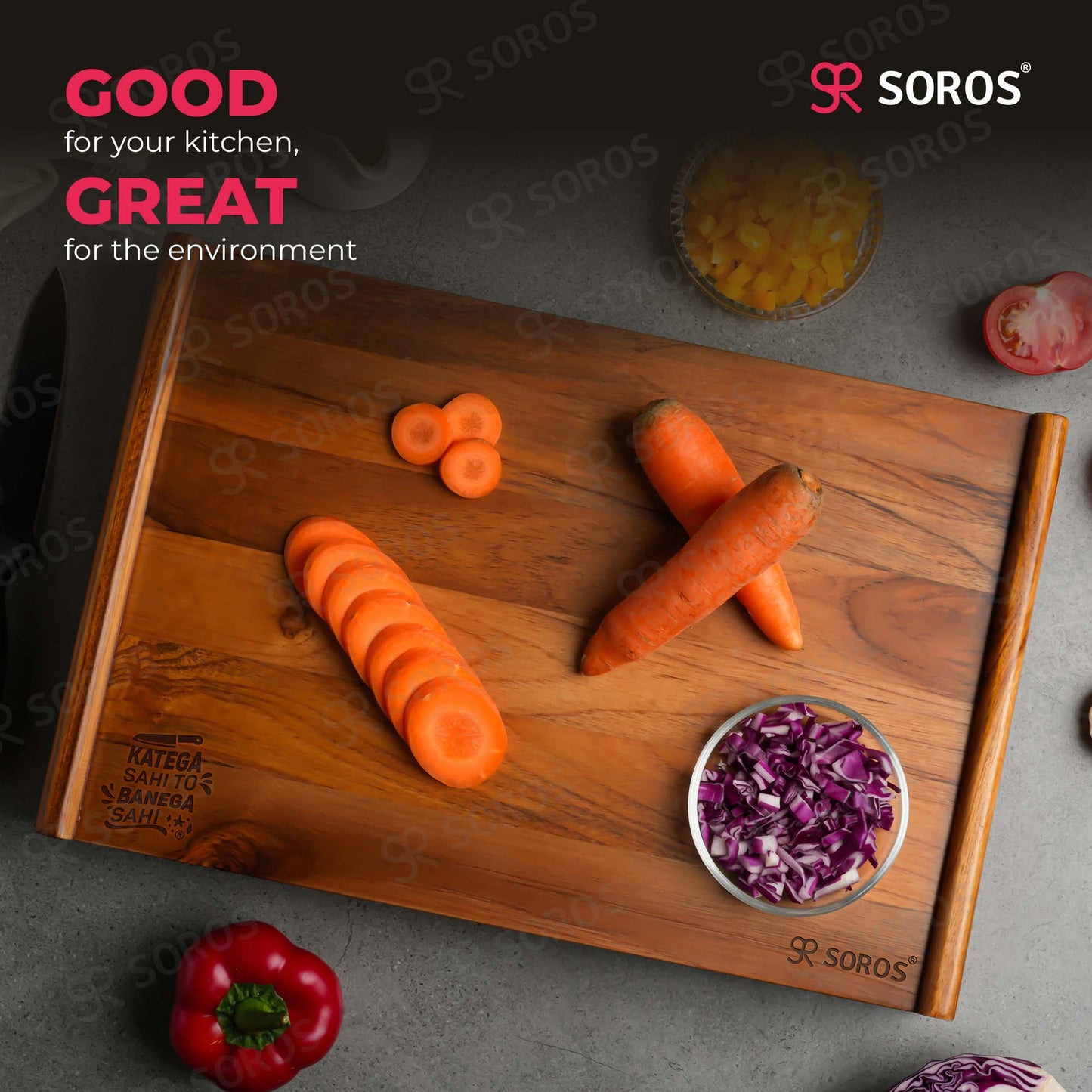 Teak Wooden Cutting Board With Tray
