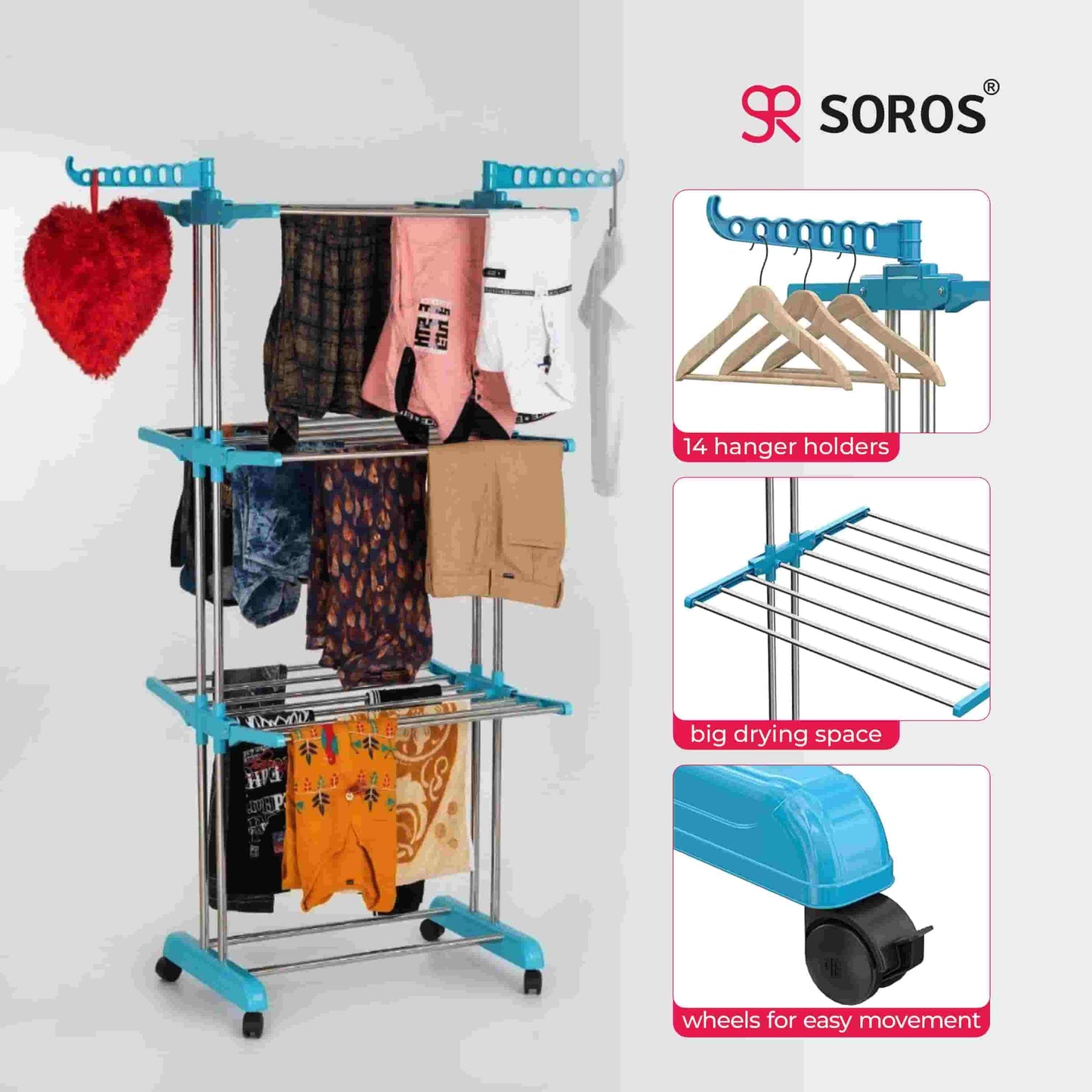 ABS SS Cloth Drying Stand 3 Layer