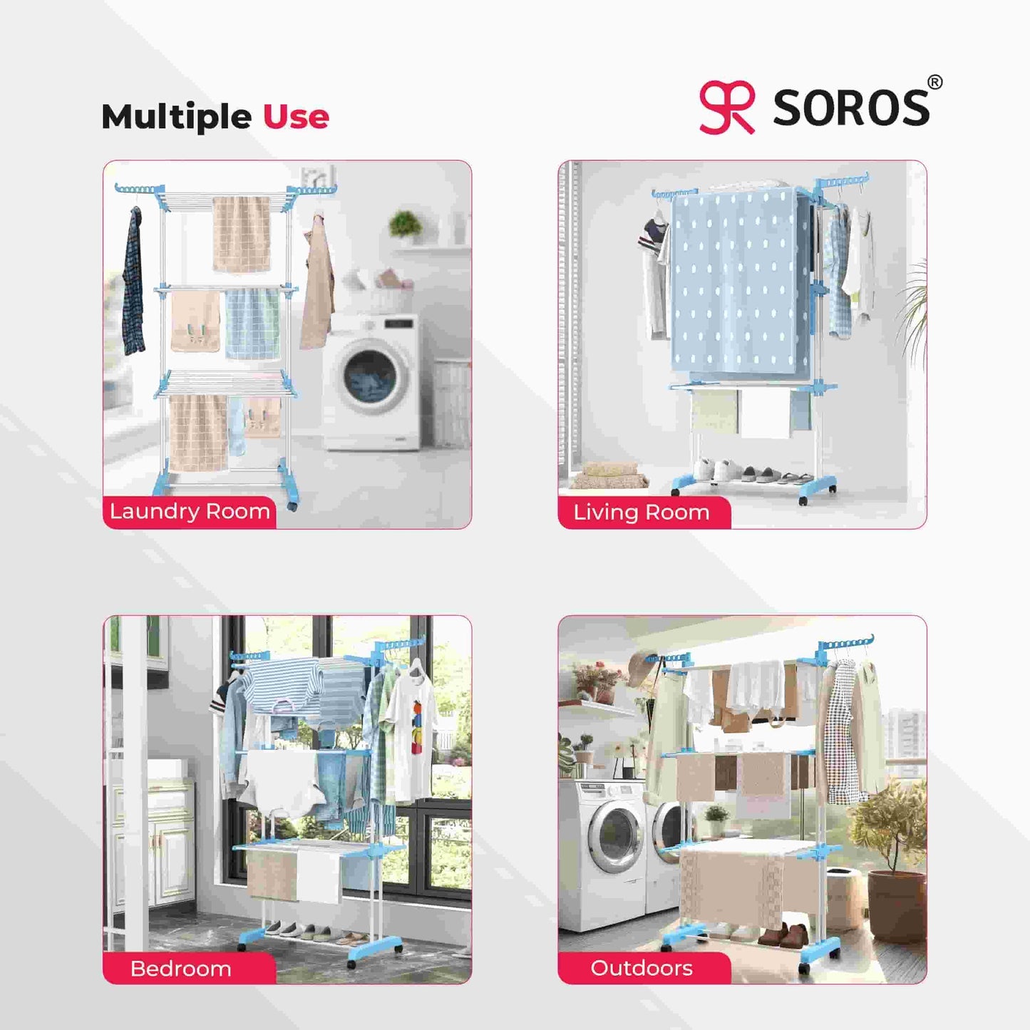 ABS SS Cloth Drying Stand 3 Layer