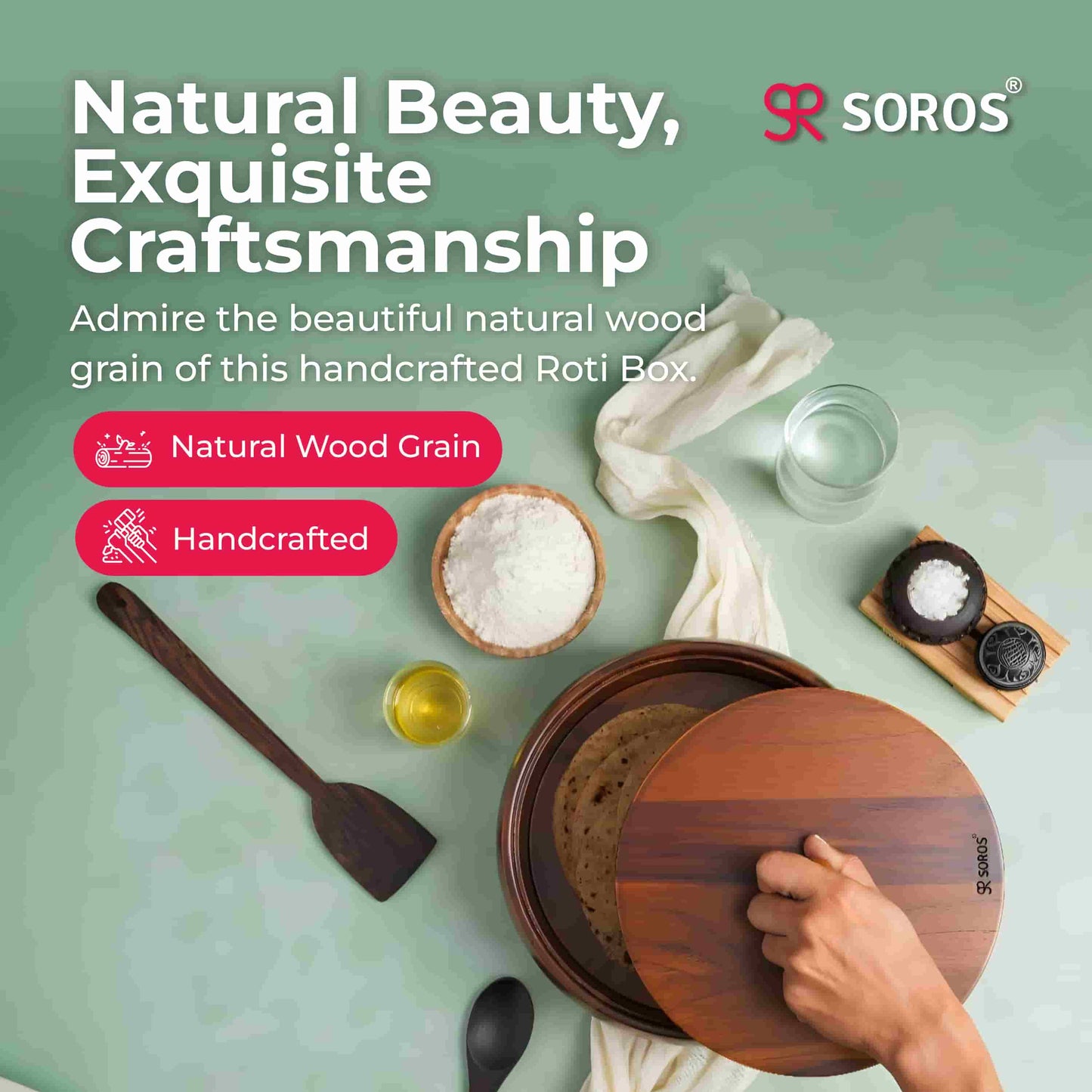 Casserole | Teak Wood Roti Box with Lid