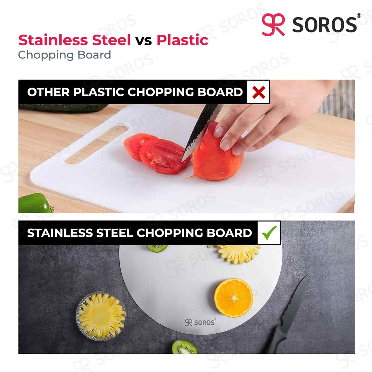Stainless Steel Round Cutting Chopping Board