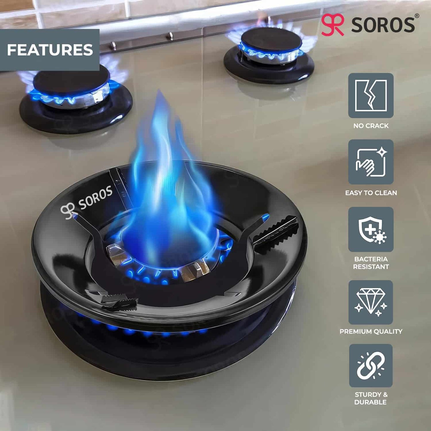 Gas Saver Stand Black Non Stick Coating - 200g.