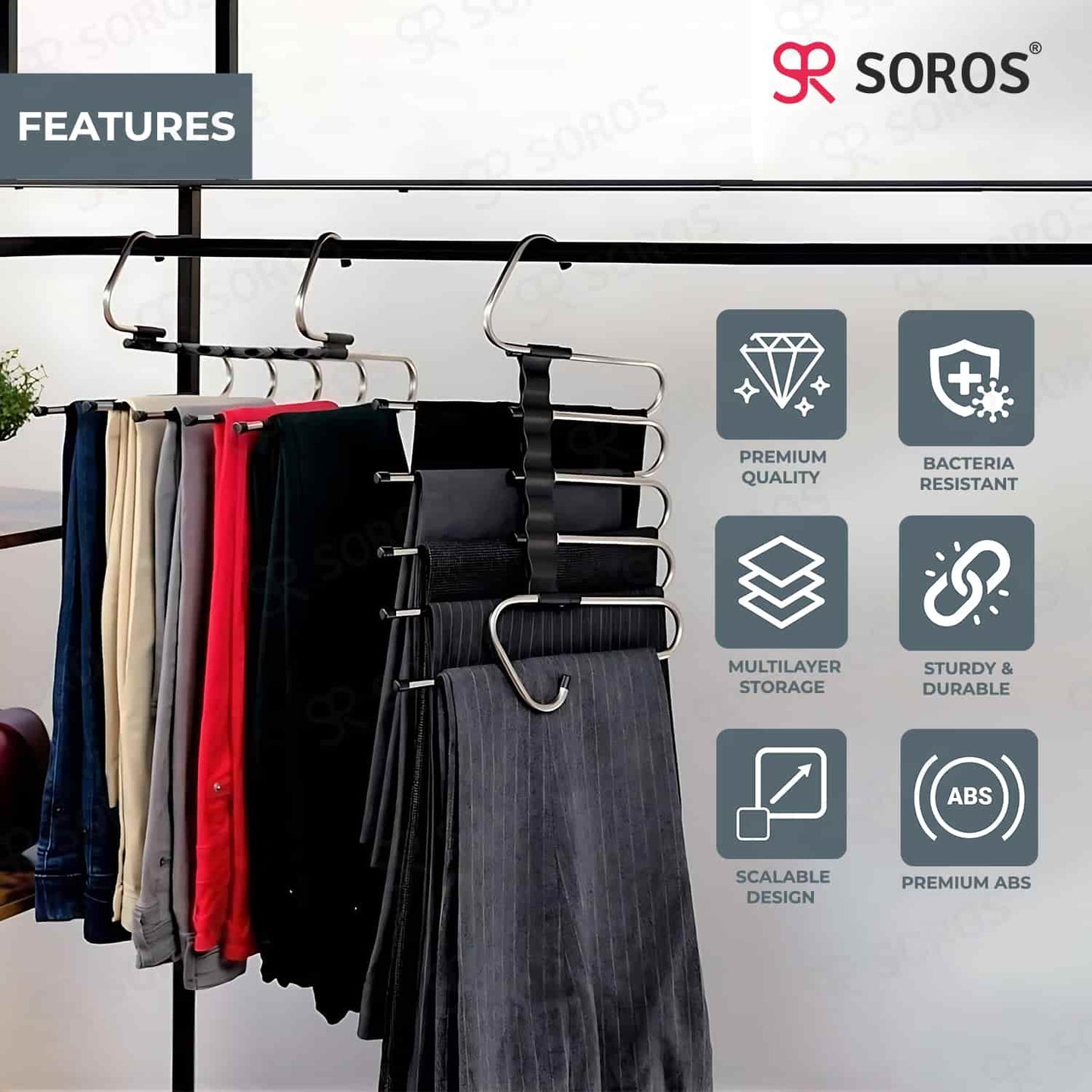 5 in 1 Multi Layer Hanger Black Premium