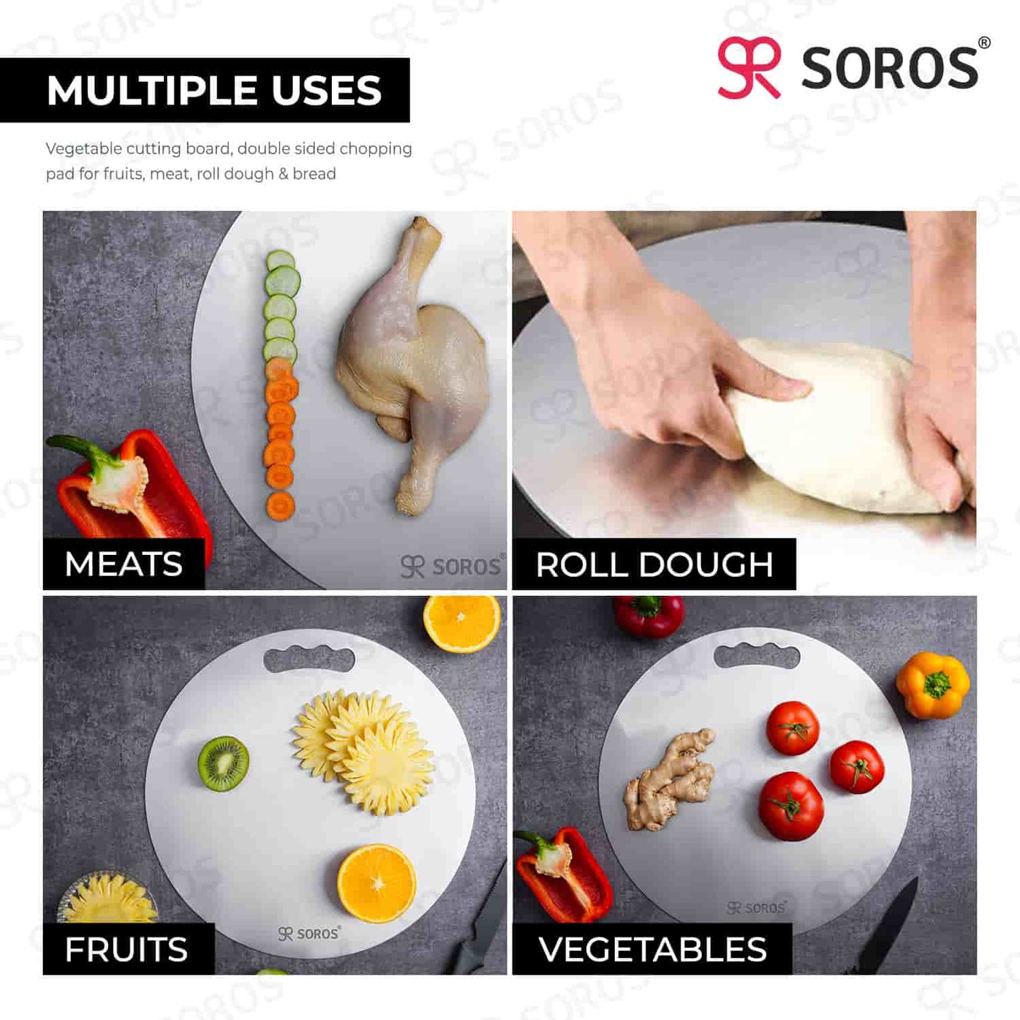 Stainless Steel Round Cutting Chopping Board