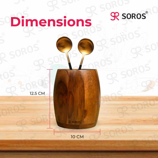 Teak Wood Round Spoon Stand