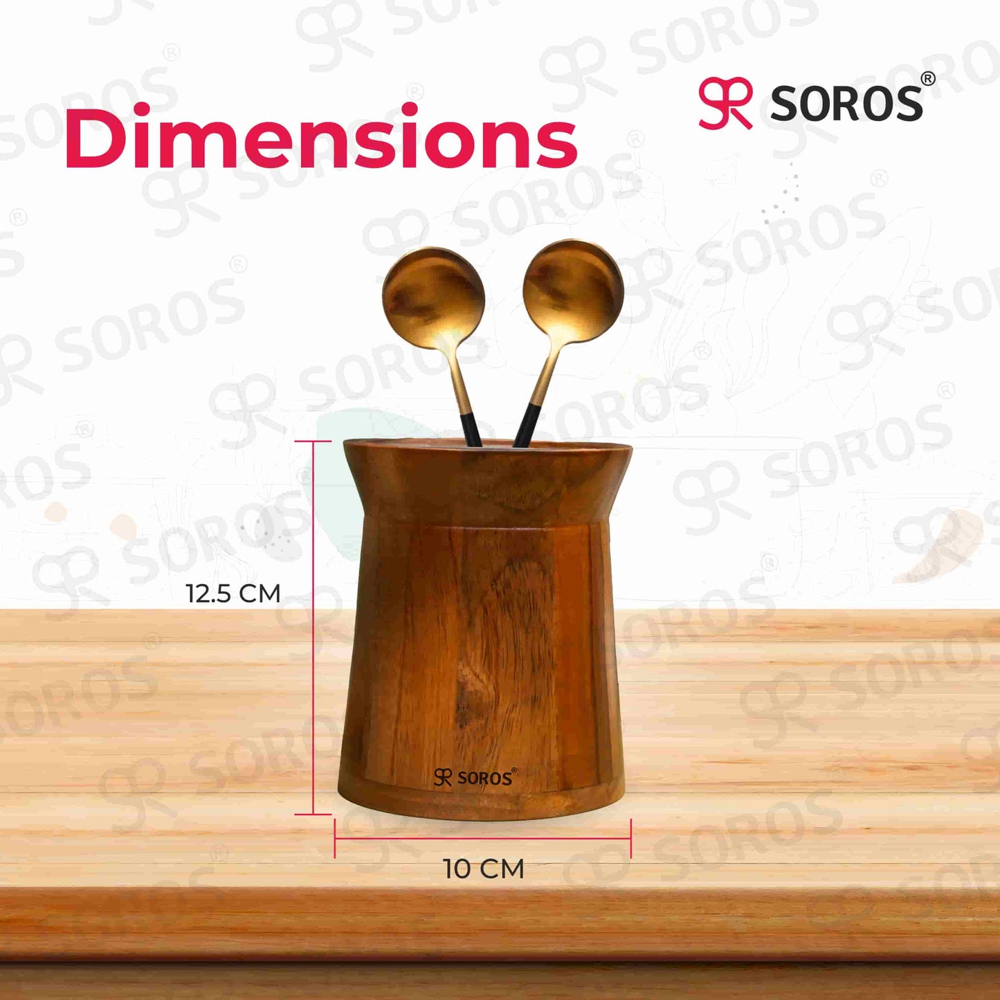 Teak Wood Round Spoon Stand
