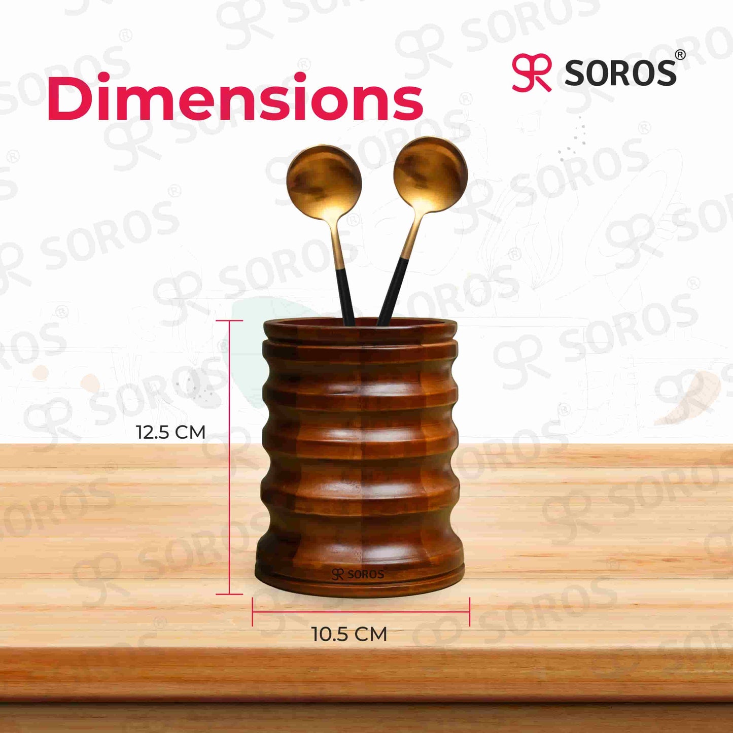 Teak Wood Round Spoon Stand