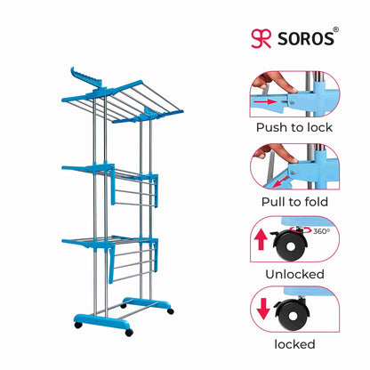 ABS SS Cloth Drying Stand 3 Layer