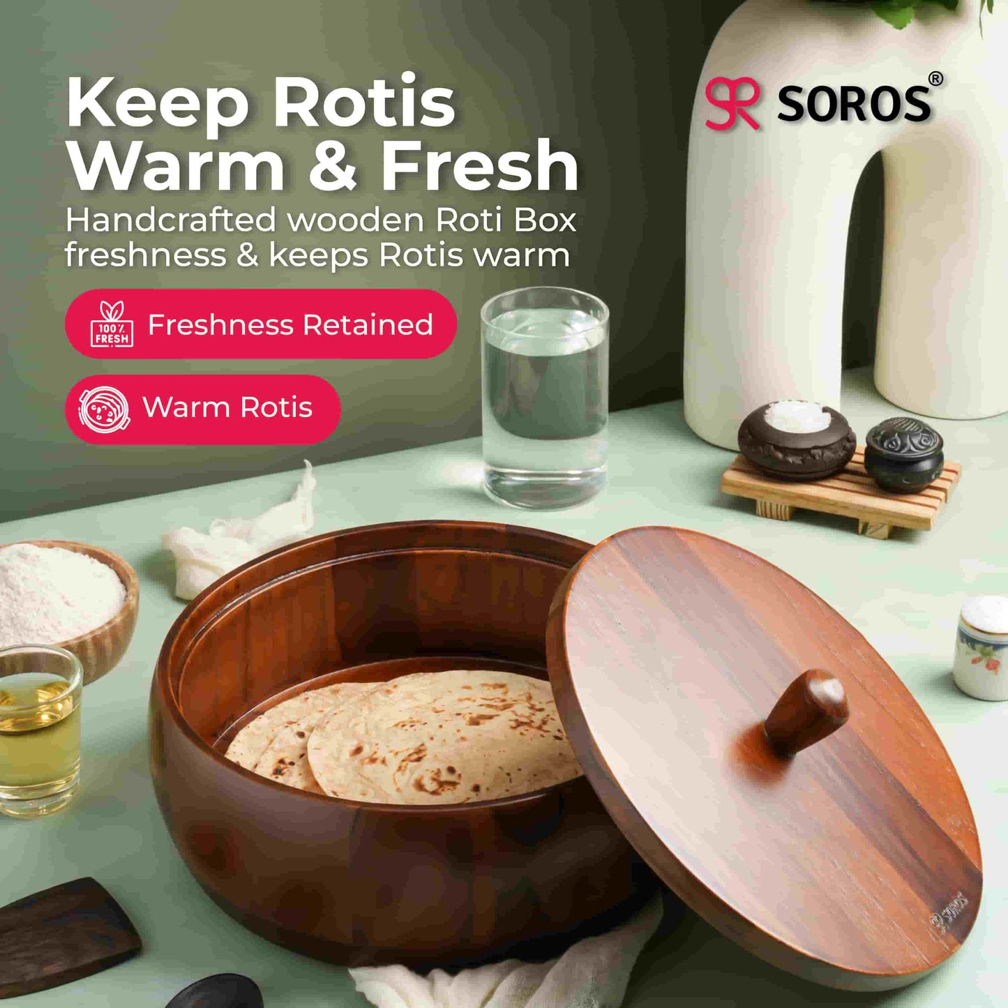 Casserole | Teak Wood Roti Box with Lid