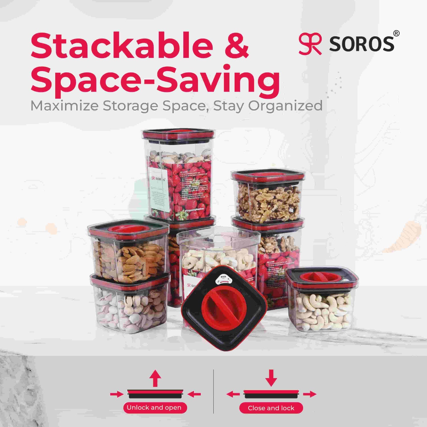 Soros Air Tight Kitchen Storage Container Combo 600ml.