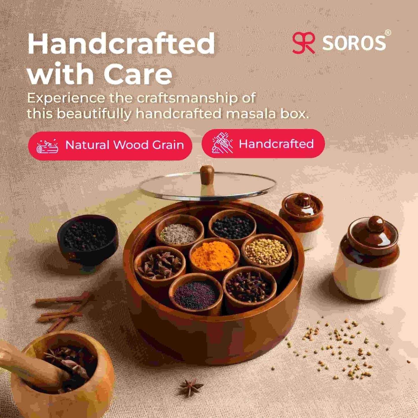 MASALA BOX | teak wood spice box