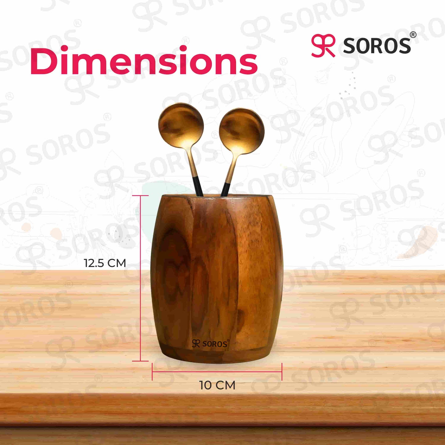 Teak Wood Round Spoon Stand