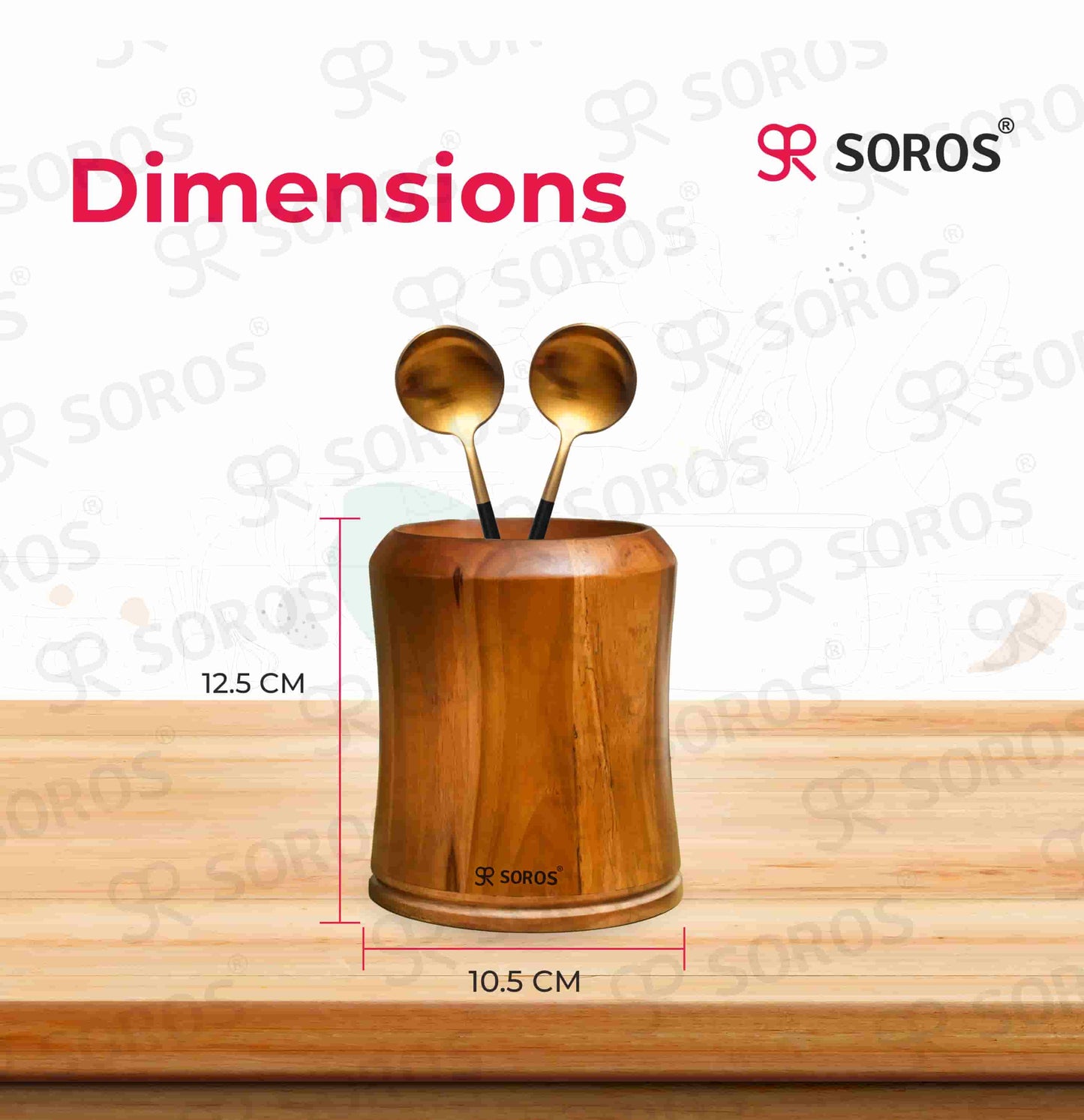 Teak Wood Round Spoon Stand