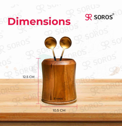 Teak Wood Round Spoon Stand