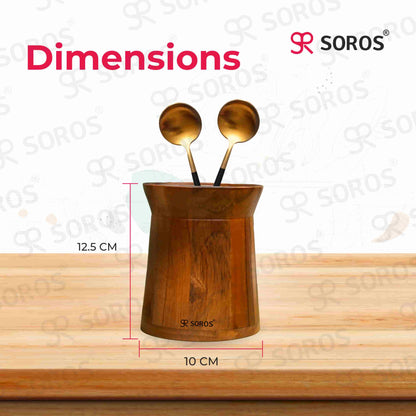 Teak Wood Round Spoon Stand